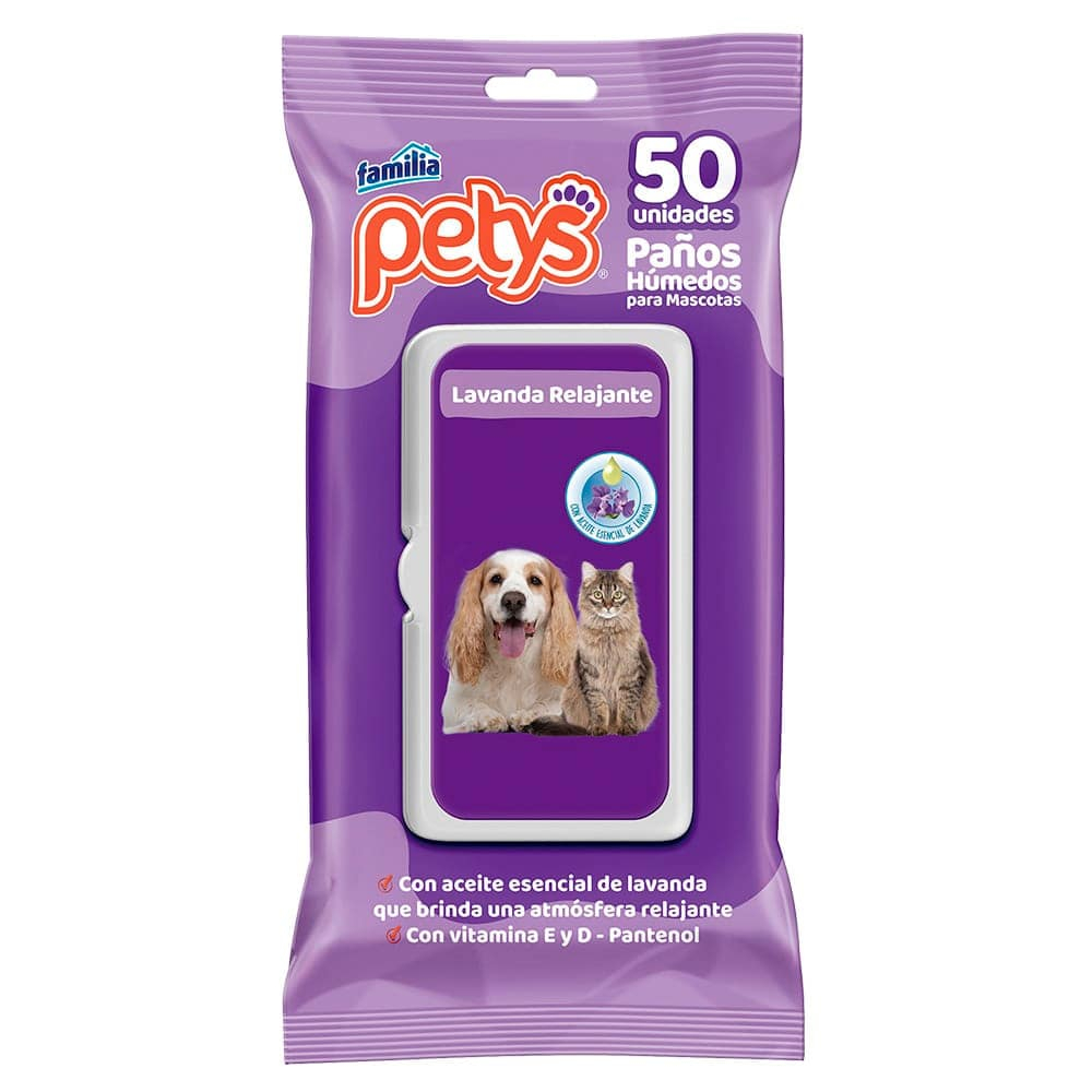 Paños Humedos Petys Lavanda Por 50 Unidades