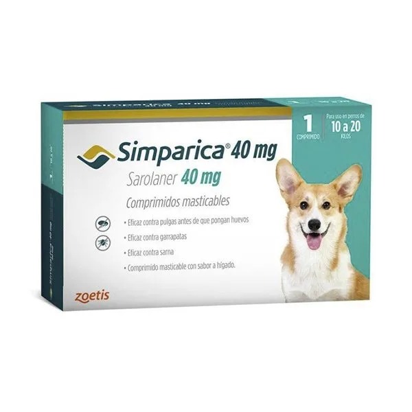 SIMPARICA PARA PERROS 10-20 KG CAJA X 1 TAB X 40 MG