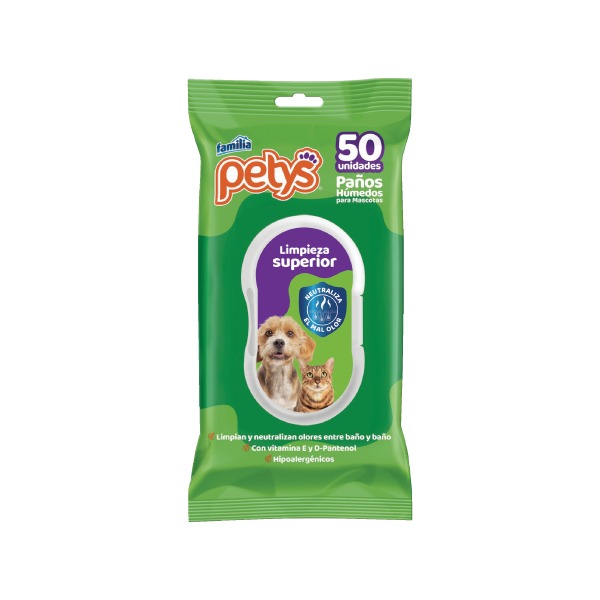 Paños Humedos Petys Limpieza Superior Por 50 Unidades