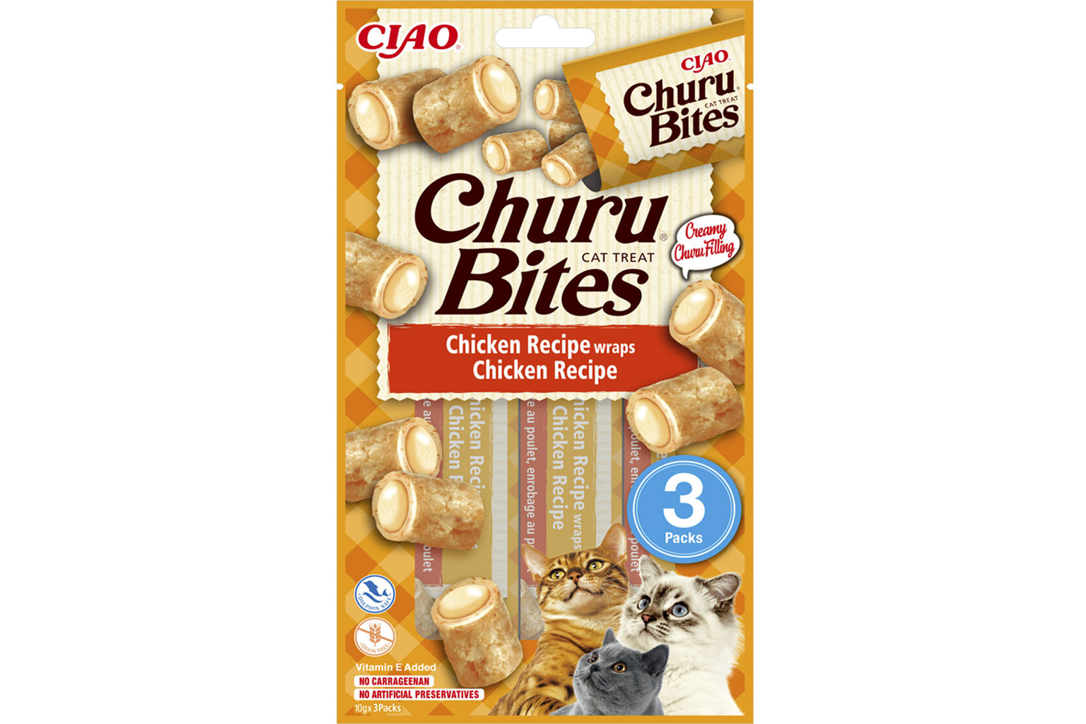 Churu Bites Cat Pollo 3 Unidades Naranja