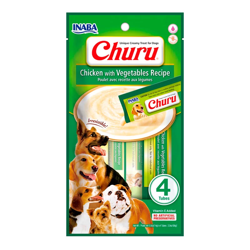 Churu Dog Chicken With Vegetables Recipe X4 Und (Verde) 14 Gr