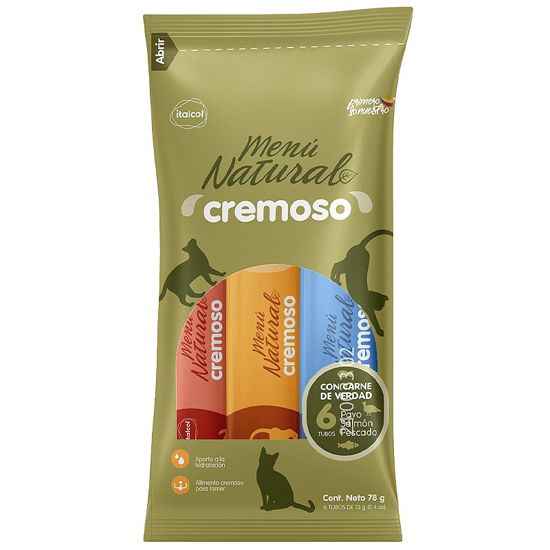 Menu Natural Cremoso Gato Surtido X6 – 78 Gr