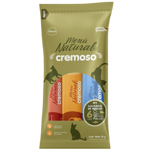 Menu Natural Cremoso Gato Surtido X6 - 78 Gr
